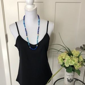 NWT BALLET Gold Tone, Crystal and Blues Beaded Necklace